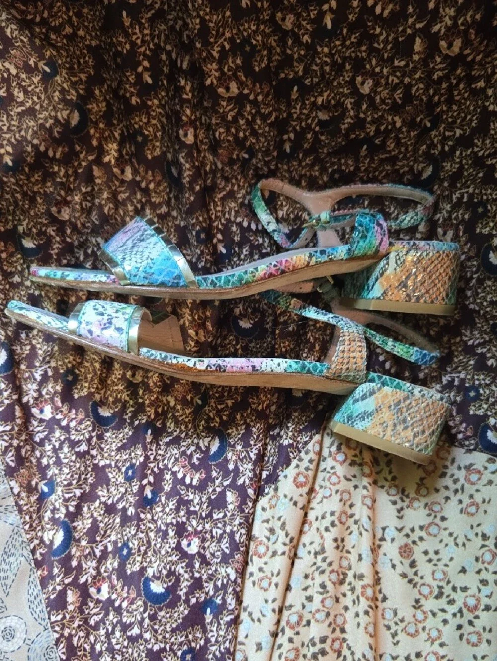 Stuart Weitzman Snake-Print Ankle-Strap Sandals